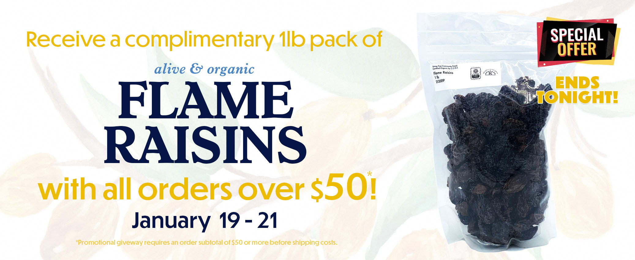 Flame Raisin Giveway Promotion Banner