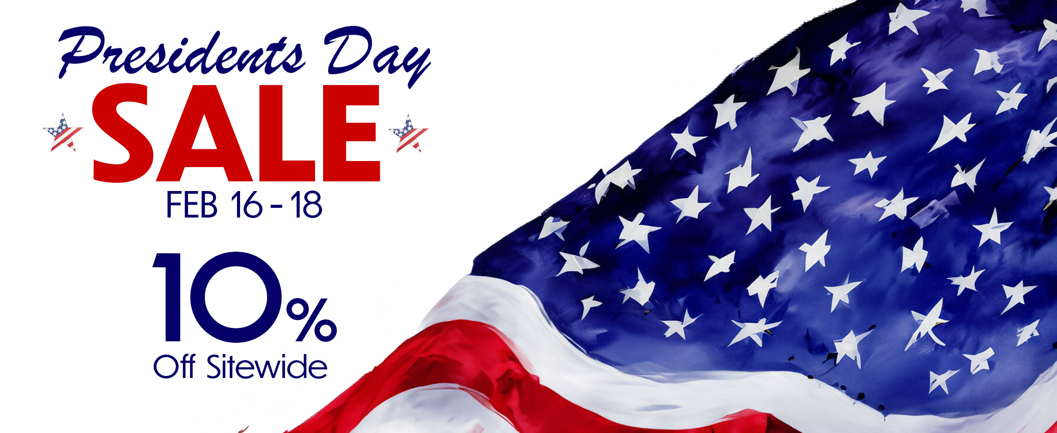 Presidents Day Sale 2025 Homepage Banner