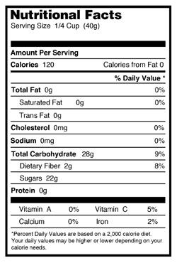 dried cranberries nutritional info